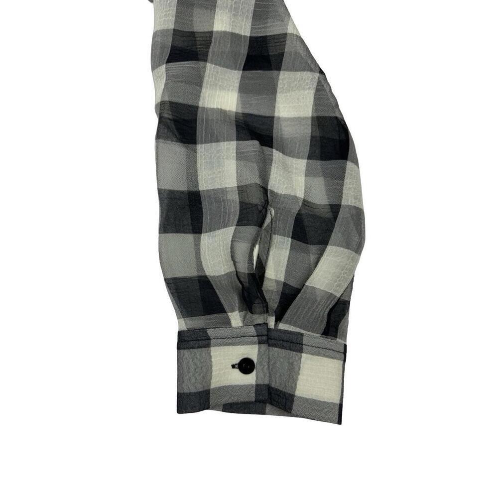 L'Agence Argo Plaid Button-Up Blouse White Black Size S - Picture 3 of 6